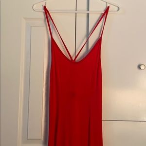 Red flowing maxi dress